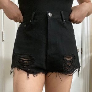 Black Distressed Denim Shorts!